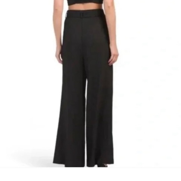House of Harlow 1960 Black Highwaisted Belted Linen Blend Wide Leg Pants Size 2 - Picture 2 of 9